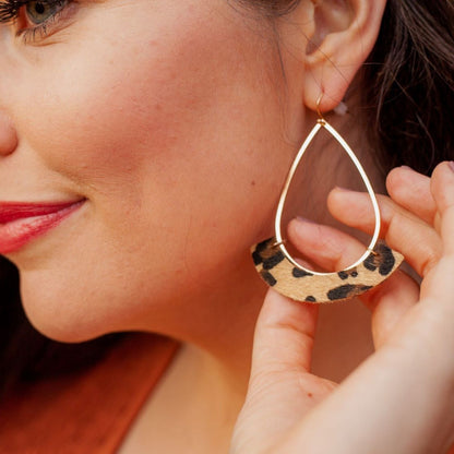 Cassandra faux leather crescent earrings in leopard